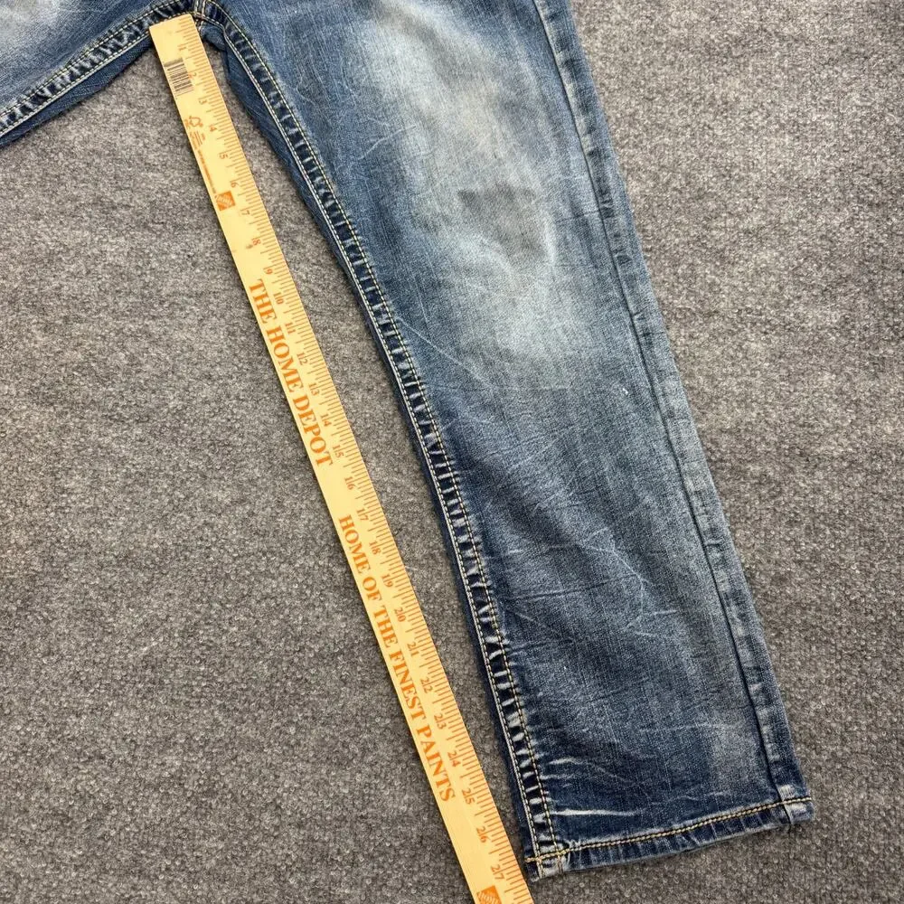 True Luck Jeans Men's 32x30 Medium Wash Straight Leg Distressed Denim Y2K
